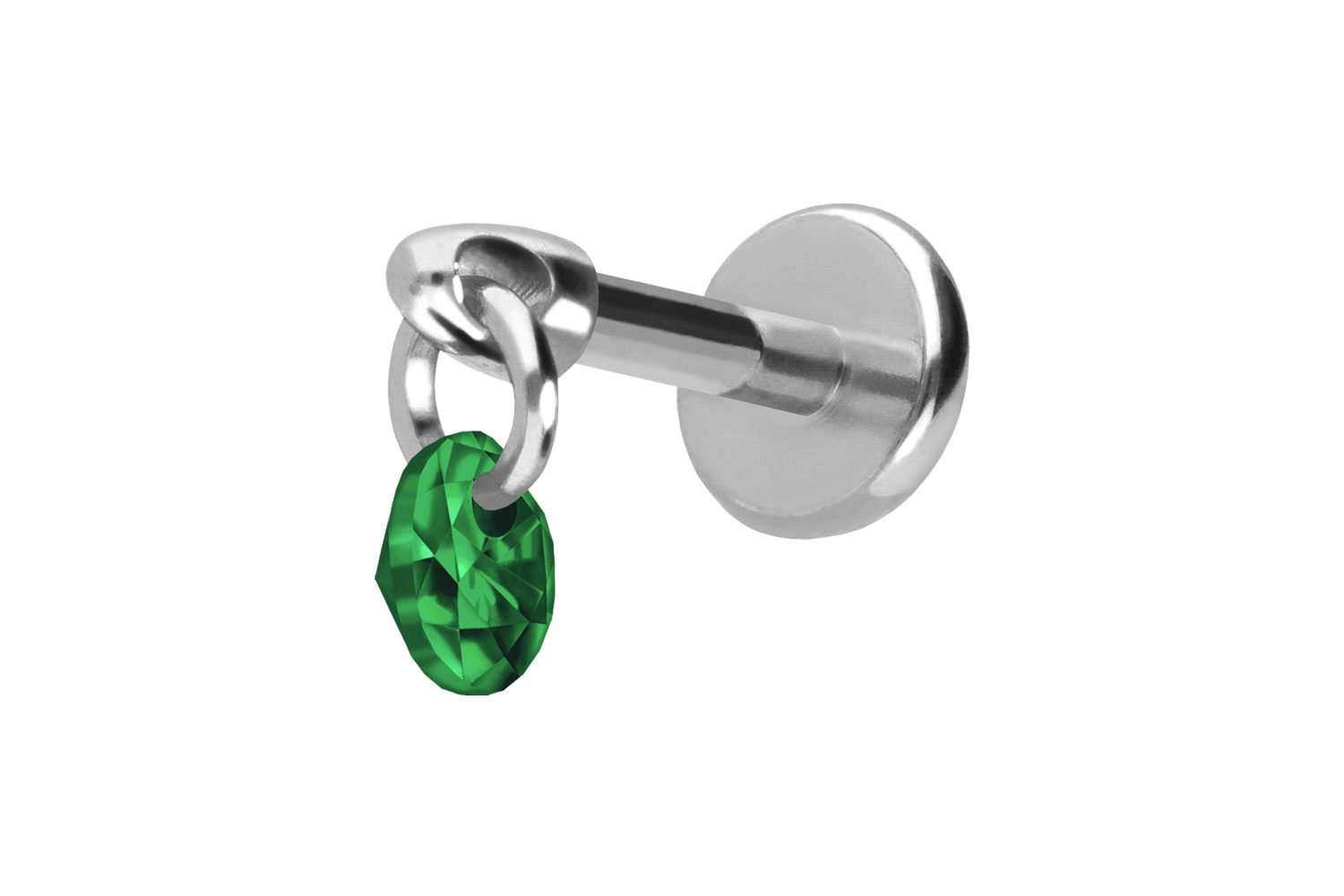 Titan Labret Piercing mit Push Fit RUNDER KRISTALL